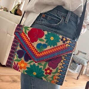 Colorful Floral Embroidered Crossbody Bag